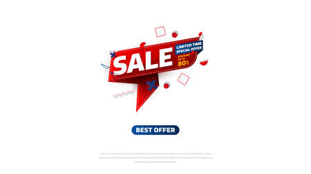 Sale banner template design with geometric background , Big sale special offer up to 80% off. Super Sale, end of season special offer banner. vector illustration.のイラスト素材