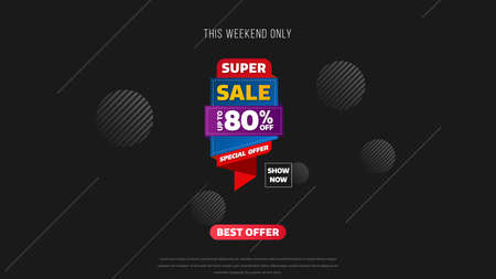Sale banner template design with geometric background , Big sale special offer up to 80% off. Super Sale, end of season special offer banner. vector illustration.のイラスト素材