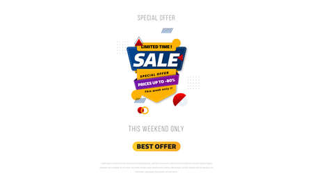 Sale banner template design with geometric background , Big sale special offer up to 80% off. Super Sale, end of season special offer banner. vector illustration.のイラスト素材