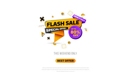 Flash sale banner. One day big sale, special offer, clearance. Sale banner template design, Big sale special offer. Super Sale, end of season special offer banner. vector illustration.のイラスト素材