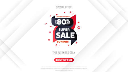 Sale banner template design with geometric background , Big sale special offer up to 80% off. Super Sale, end of season special offer banner. vector illustration.のイラスト素材