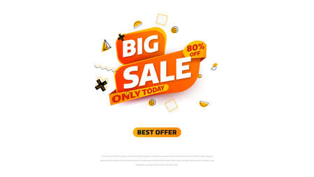 Sale banner template design with geometric background , Big sale special offer up to 80% off. Super Sale, end of season special offer banner. vector illustration.のイラスト素材