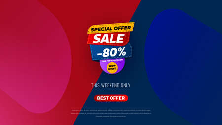 Sale banner template design with geometric background , Big sale special offer up to 80% off. Super Sale, end of season special offer banner. vector illustration.のイラスト素材