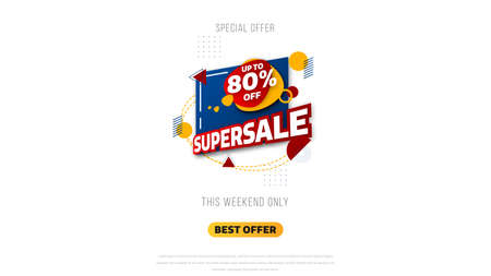 Sale banner template design with geometric background , Big sale special offer up to 80% off. Super Sale, end of season special offer banner. vector illustration.のイラスト素材
