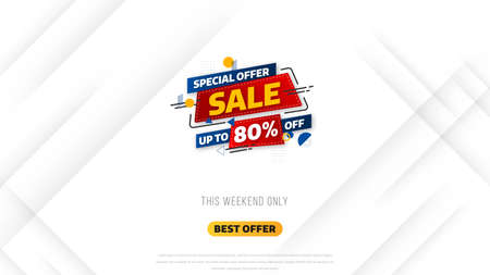 Sale banner template design with geometric background , Big sale special offer up to 80% off. Super Sale, end of season special offer banner. vector illustration.のイラスト素材