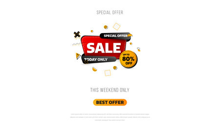 Sale banner template design with geometric background , Big sale special offer up to 80% off. Super Sale, end of season special offer banner. vector illustration.のイラスト素材