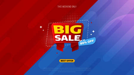 Sale banner template design with geometric background , Big sale special offer up to 80% off. Super Sale, end of season special offer banner. vector illustration.のイラスト素材