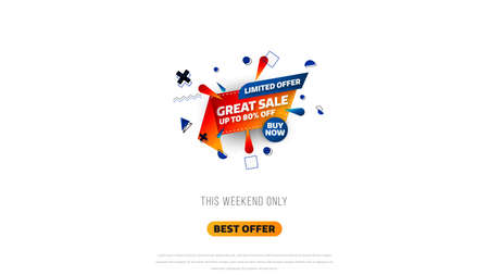 Sale banner template design with geometric background , Big sale special offer up to 80% off. Super Sale, end of season special offer banner. vector illustration.のイラスト素材