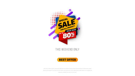 Sale banner template design with geometric background , Big sale special offer up to 80% off. Super Sale, end of season special offer banner. vector illustration.のイラスト素材