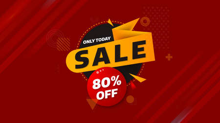 Sale banner template design with geometric background , Big sale special offer up to 80% off. Super Sale, end of season special offer banner. vector illustration.のイラスト素材