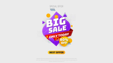 Sale banner template design with geometric background , Big sale special offer up to 80% off. Super Sale, end of season special offer banner. vector illustration.のイラスト素材