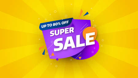Sale banner template design with geometric background , Big sale special offer up to 80% off. Super Sale, end of season special offer banner. vector illustration.のイラスト素材