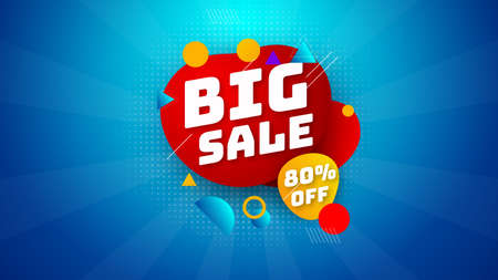 Sale banner template design with geometric background , Big sale special offer up to 80% off. Super Sale, end of season special offer banner. vector illustration.のイラスト素材