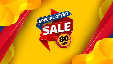 Sale banner template design with geometric background , Big sale special offer up to 80% off. Super Sale, end of season special offer banner. vector illustration.のイラスト素材