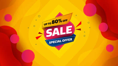 Sale banner template design with geometric background , Big sale special offer up to 80% off. Super Sale, end of season special offer banner. vector illustration.のイラスト素材