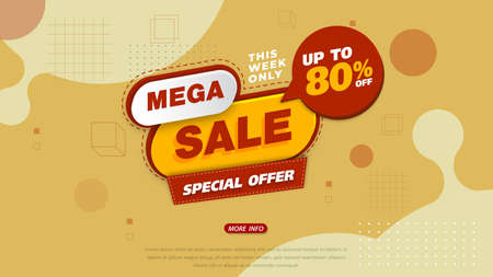 Sale banner template design with geometric background , Big sale special offer up to 80% off. Super Sale, end of season special offer banner. vector illustration.のイラスト素材