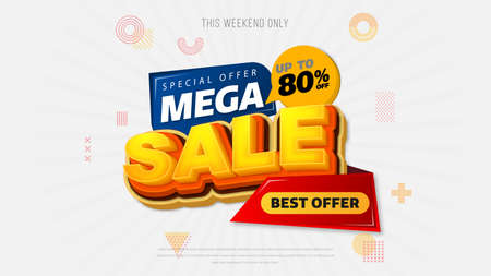 Sale banner template design with geometric background , Big sale special offer up to 80% off. Super Sale, end of season special offer banner. vector illustration.のイラスト素材