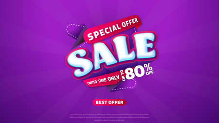 Sale banner template design with geometric background , Big sale special offer up to 80% off. Super Sale, end of season special offer banner. vector illustration.のイラスト素材