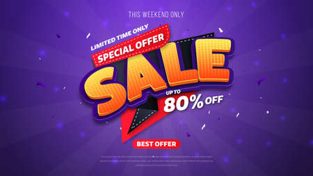 Sale banner template design with geometric background , Big sale special offer up to 80% off. Super Sale, end of season special offer banner. vector illustration.のイラスト素材