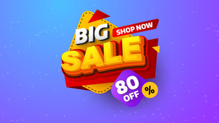 Sale banner template design with geometric background , Big sale special offer up to 80% off. Super Sale, end of season special offer banner. vector illustration.のイラスト素材