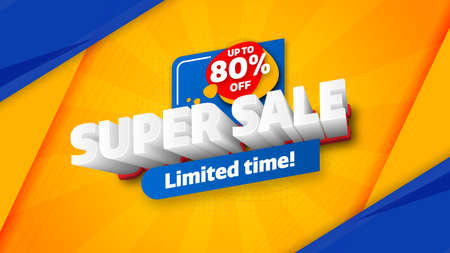 Sale banner template design with geometric background , Big sale special offer up to 80% off. Super Sale, end of season special offer banner. vector illustration.のイラスト素材