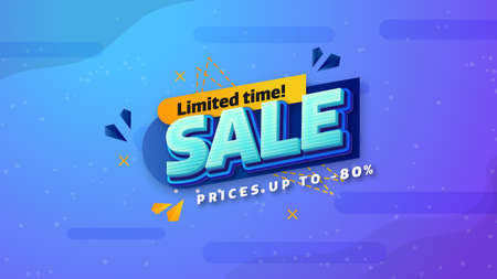 Sale banner template design with geometric background , Big sale special offer up to 80% off. Super Sale, end of season special offer banner. vector illustration.のイラスト素材