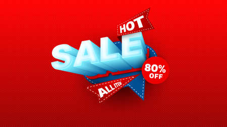 Sale banner template design with geometric background , Big sale special offer up to 80% off. Super Sale, end of season special offer banner. vector illustration.のイラスト素材