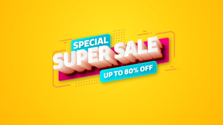 Sale banner template design with geometric background , Big sale special offer up to 80% off. Super Sale, end of season special offer banner. vector illustration.のイラスト素材