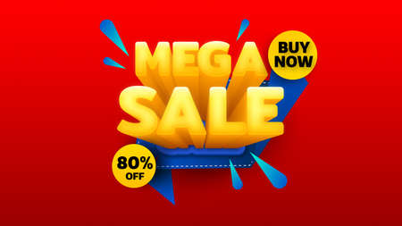 Sale banner template design with geometric background , Big sale special offer up to 80% off. Super Sale, end of season special offer banner. vector illustration.のイラスト素材