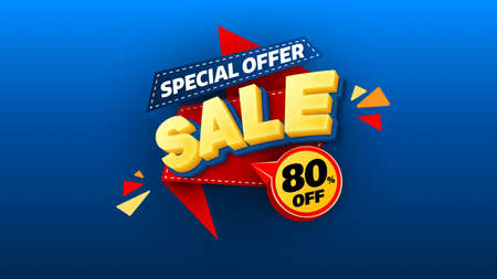 Sale banner template design with geometric background , Big sale special offer up to 80% off. Super Sale, end of season special offer banner. vector illustration.のイラスト素材