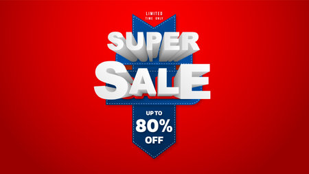 Sale banner template design with geometric background , Big sale special offer up to 80% off. Super Sale, end of season special offer banner. vector illustration.のイラスト素材