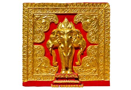 Tri-head elephant sculpture, isolated on white background