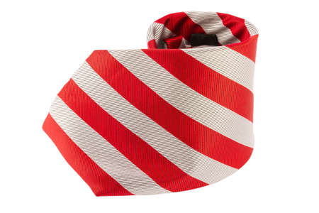 Red neck tie on white backgroundの写真素材
