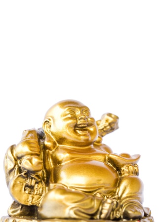 Smiling Buddha - Chinese God of Happiness, Wealth and Lucky Isolated on white backgroundの写真素材