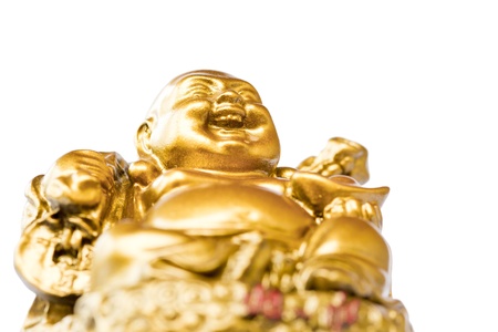 Smiling Buddha - Chinese God of Happiness, Wealth and Lucky Isolated on white backgroundの写真素材