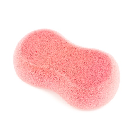 Pink carwash sponge isolated on white backgroundの写真素材