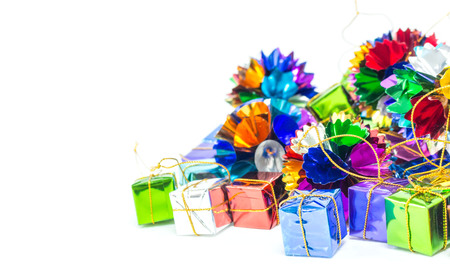 Background with ribbon gift boxesの写真素材