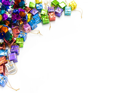 Background with ribbon gift boxesの写真素材