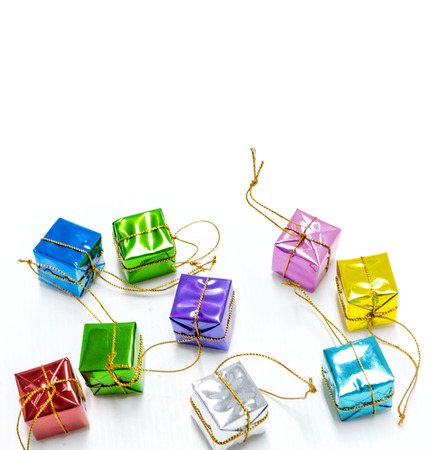 Background with ribbon gift boxesの写真素材