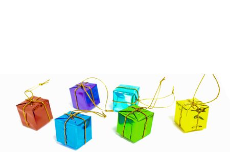 Background with ribbon gift boxesの写真素材