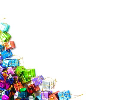 Background with ribbon gift boxesの写真素材