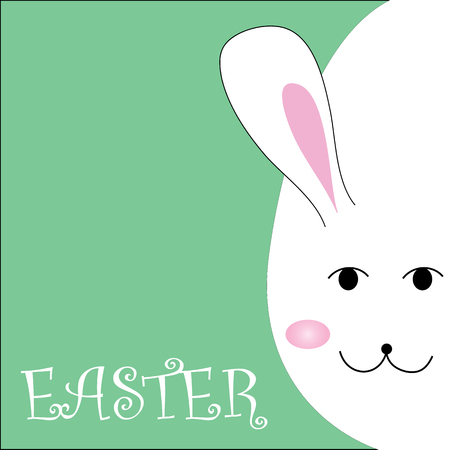 Rabbit holding a sign that says Happy Easterのイラスト素材