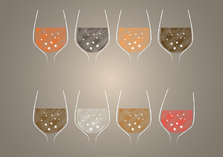 A wine glass is a type of glass stemware that is used to drink and taste wine. It is generally composed of three parts: the bowl, stem, and foot. Selection of a particular wine glass for a wine style is important, as the glass shape can influence its percのイラスト素材