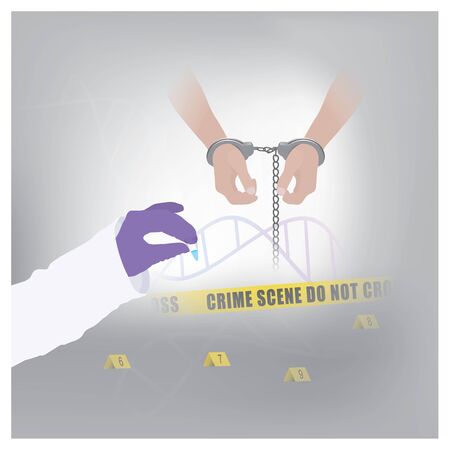 Use forensic methods to confirm the offender Secretions and forensic evidence can be used as evidence for catching a murderer. Illustration infographic.のイラスト素材