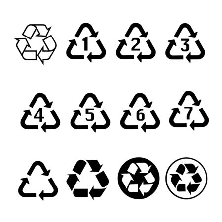 Black Recycle symbol for banner, general design print and websites. Illustration vector.のイラスト素材