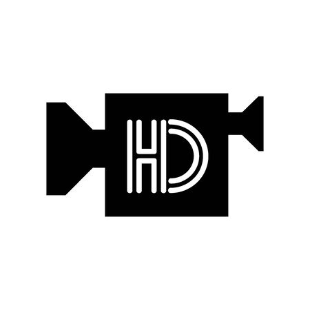 Black Movie HD symbol for banner, general design print and websites. Illustration vector.のイラスト素材