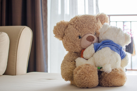 Hug of love, Big bear hug little bearの写真素材