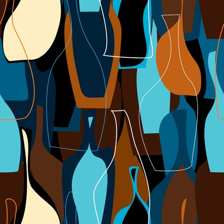 Seamless background pattern. Pattern of blue bottlesのイラスト素材