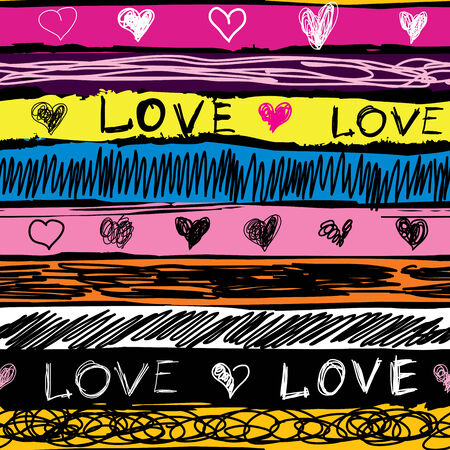 Seamless background pattern. Grunge doodles striped patternのイラスト素材