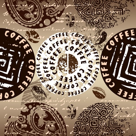 Seamless background pattern. Grunge coffee pattern for menu.のイラスト素材